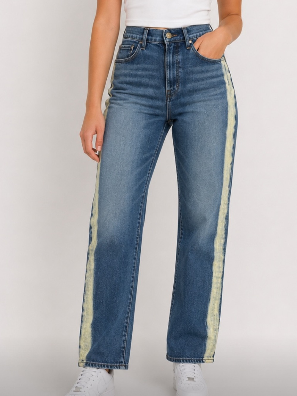 3x1 denim whisper wash higher ground jeans bleached stripe 90s relaxed sz 28